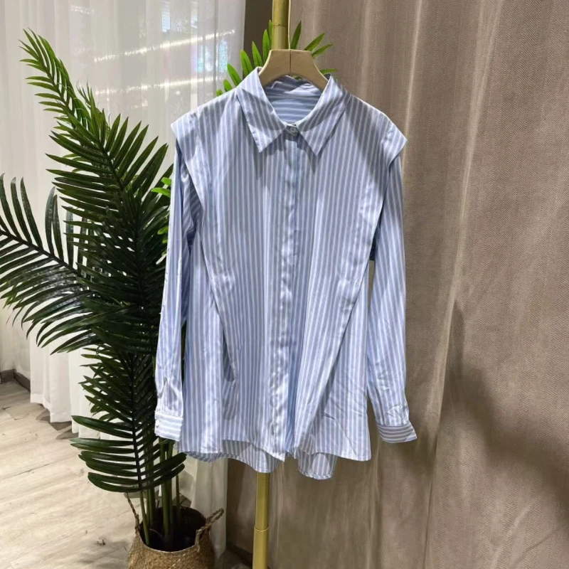 新品洋气条纹衬衫7158