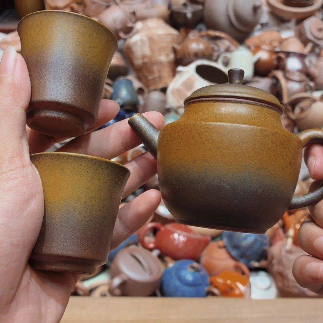 柴烧老岩泥高温茶器皿