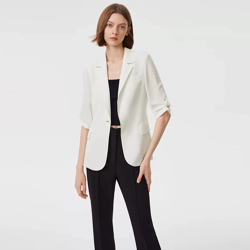 月珥春夏季新款一字扣气质时尚设计感时髦洋气修身职业西装外套