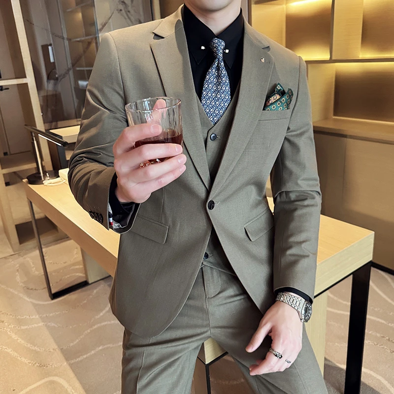 2024春秋季婚礼男士新西装套装修身休闲帅气商务潮流韩版西服套装