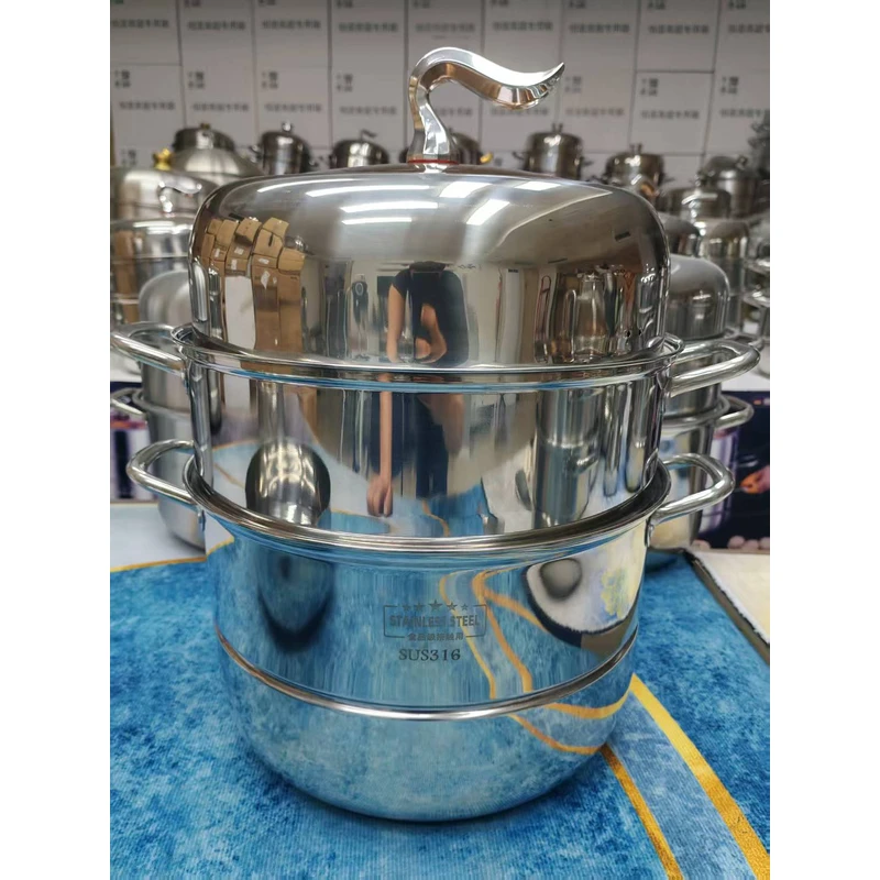 【飞鸟三层28CM】不锈钢蒸锅多功能厨房带蒸笼家用加厚大容量蒸煮锅