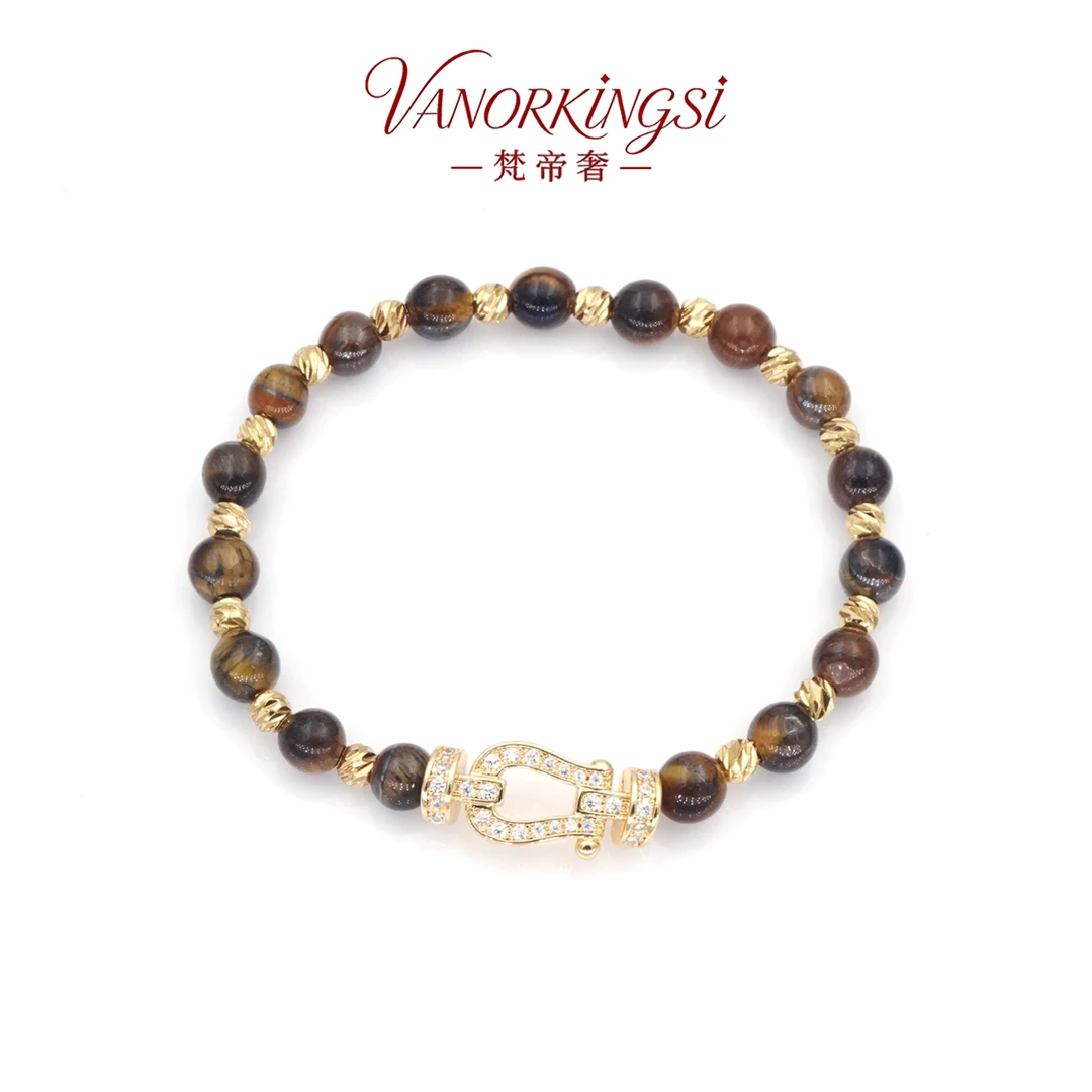 铜合金手链 马蹄扣虎眼石手链轻奢时尚百搭手串 | F8121