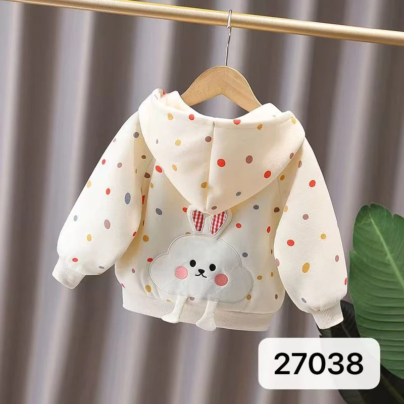 新款千贝秀点点小兔带帽外套27038