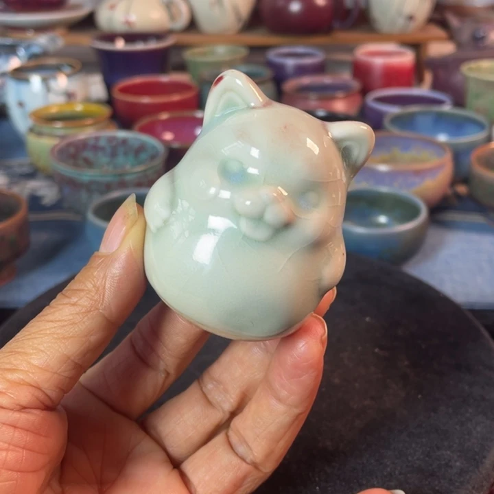 摆件钧瓷小猫咪茶宠