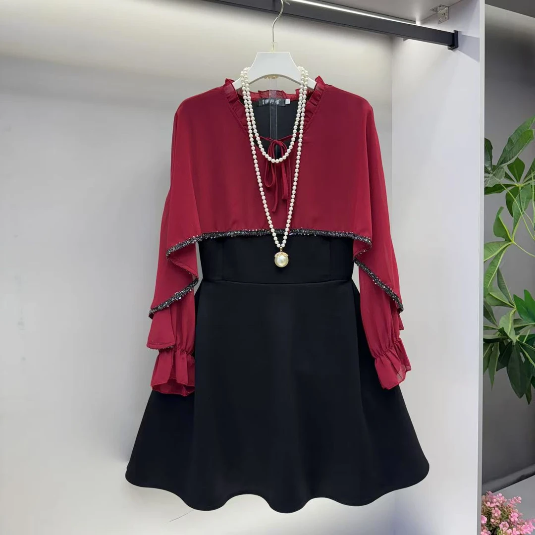 欧货新款遮肉显瘦气质高雅时尚显瘦连衣裙