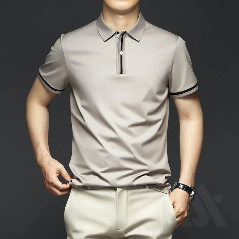 凯邦威男士休闲PoLo衫短袖夏季短袖高端轻奢2025弹力翻领商务修身