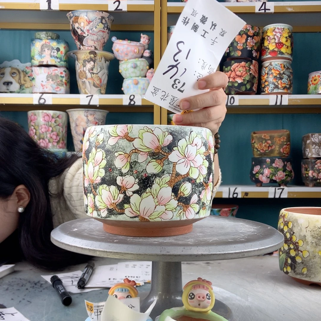 陶景德镇手工花盆73