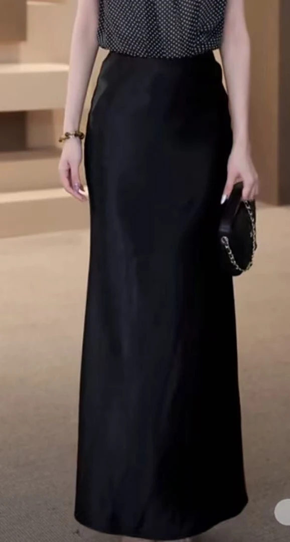 【禾呈】简约百搭休闲温柔气质女人缎面半身鱼尾裙 10309