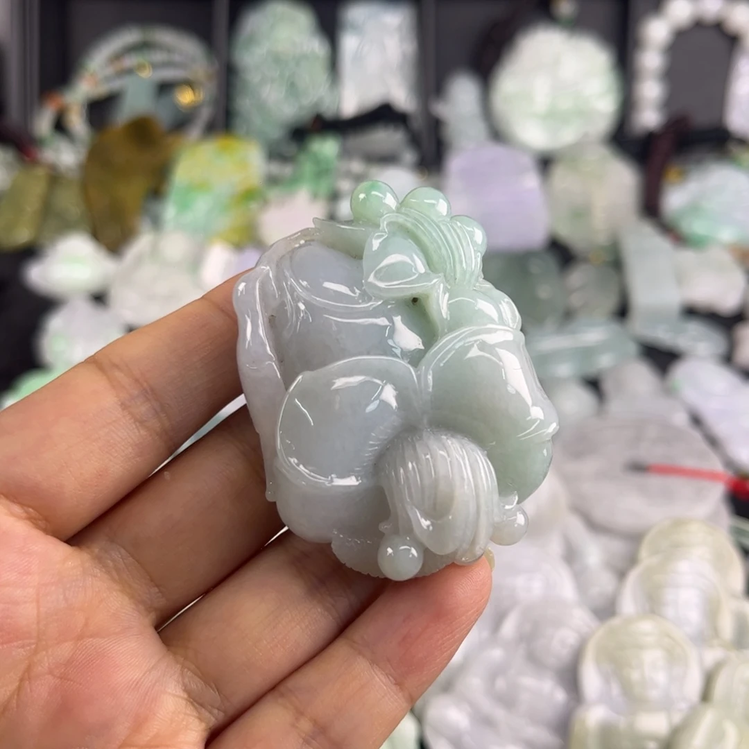 吊坠(不含链)18K金镶嵌翡翠