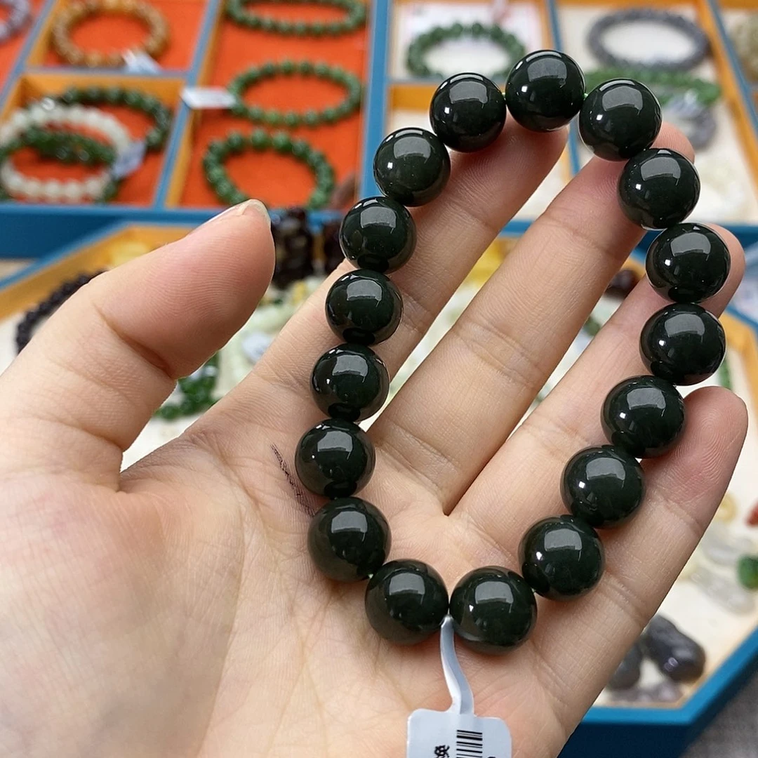 和田玉未镶嵌手链w7新疆且末蓝12mm