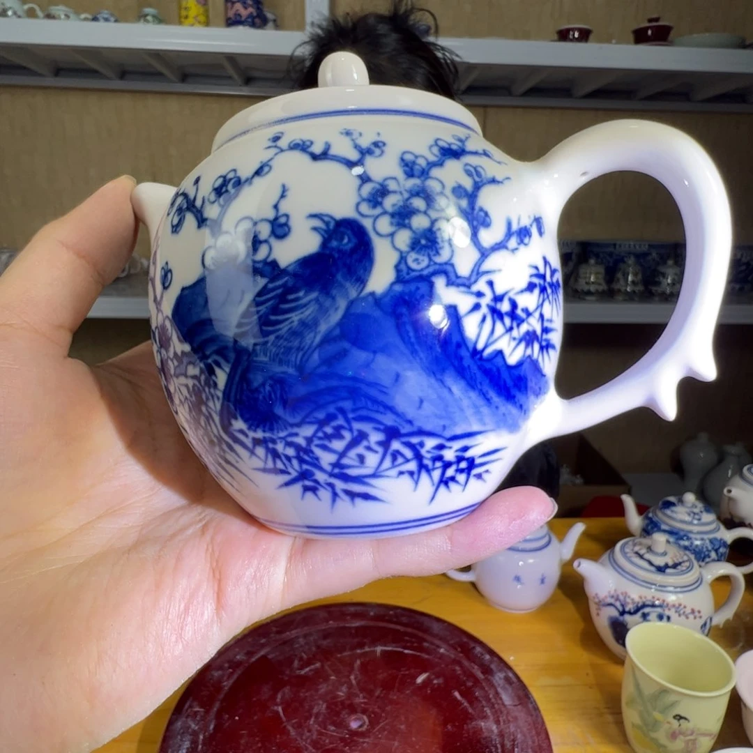 瓷片景德镇陶瓷红嘻嘻喜上眉梢壶一只