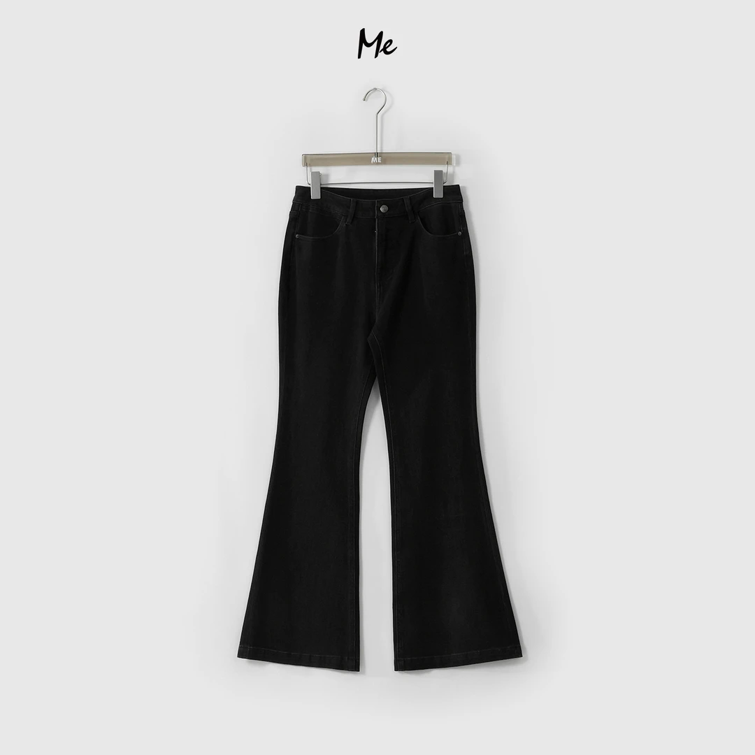 ME【弹力黑喇叭】棉混纺高腰高弹遮胯显瘦做旧水洗牛仔裤MESS1809
