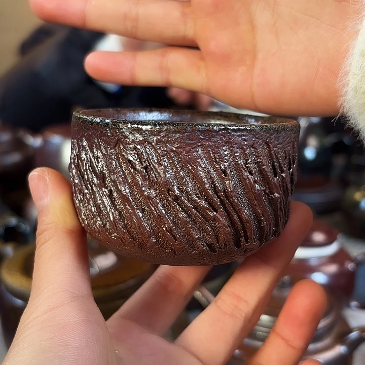 壶寒*柴烧紫砂紫泥杯