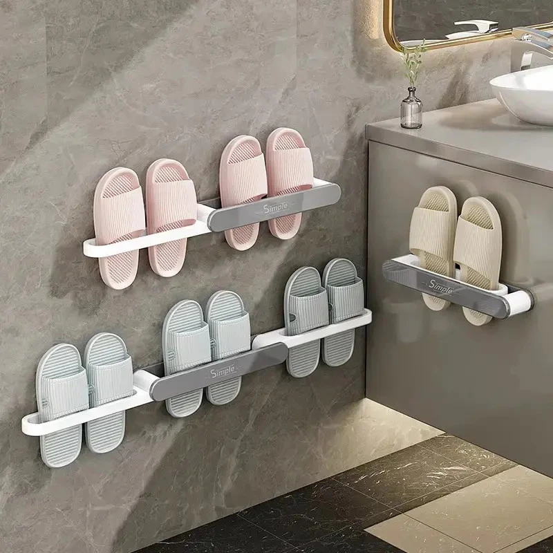 荞芬浴室免打孔拖鞋架卫生间置物架鞋子收纳壁挂简易鞋架拖鞋挂架