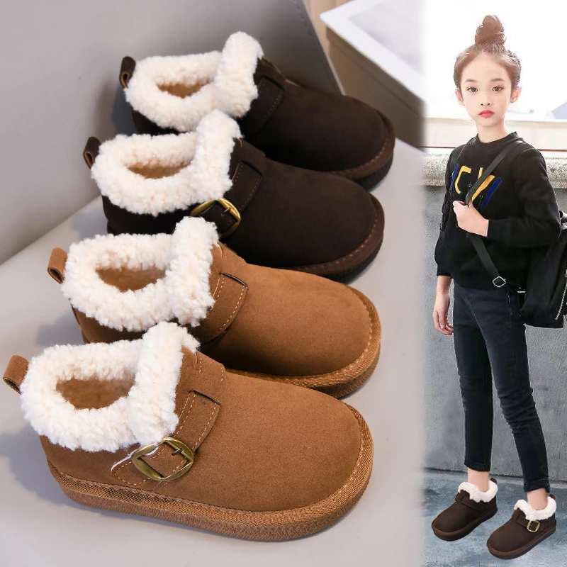 ABC儿童加绒保暖2025年冬季新款女童毛绒勃肯鞋雪地男童棉鞋加厚
