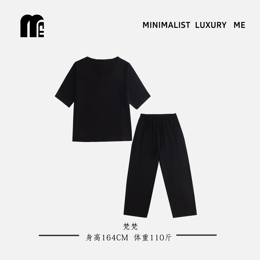 ME【慵懒】优质人棉！松弛感舒适蜜蜂刺绣家居服套装女款Q6542（2）