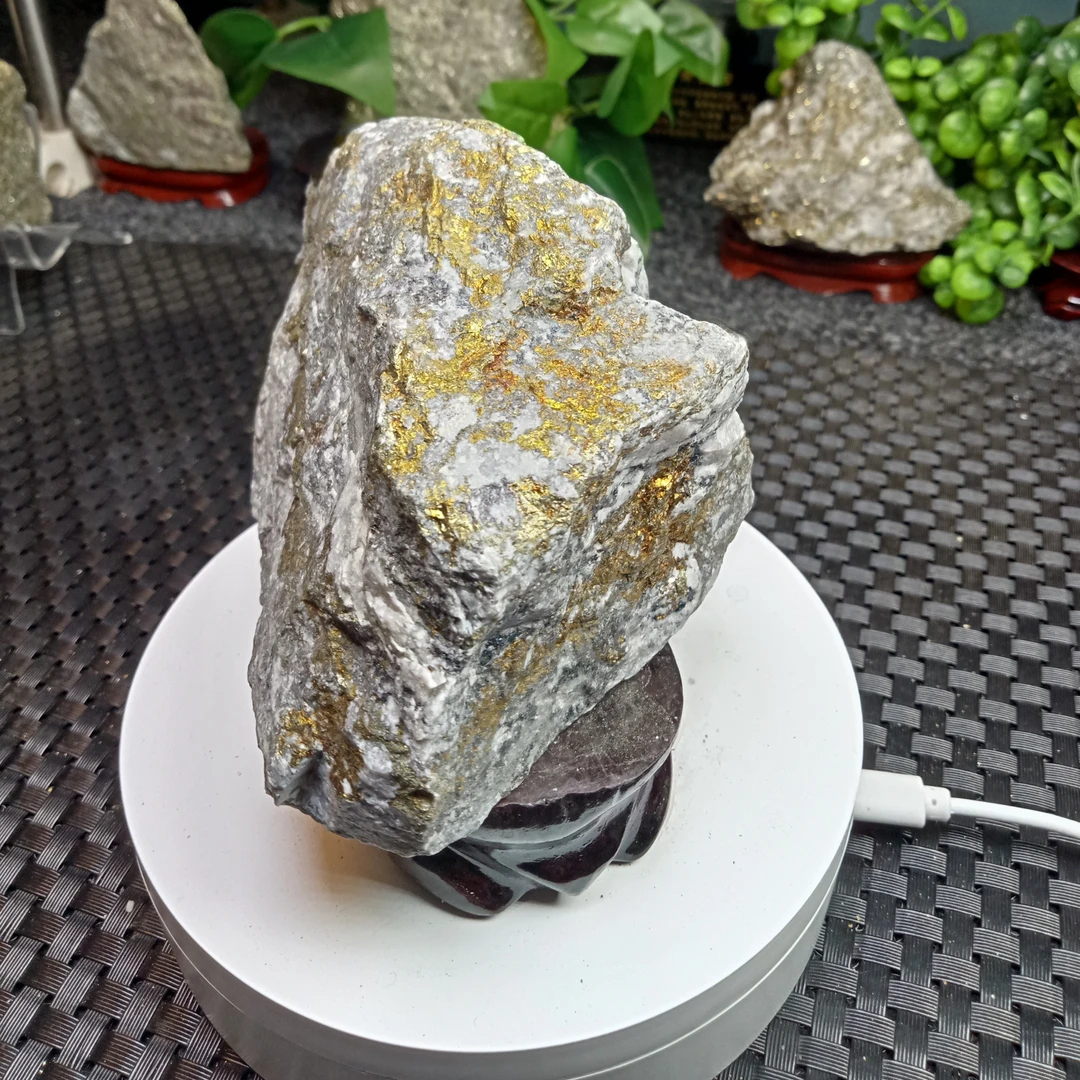 截图为准纯天然金矿石摆件