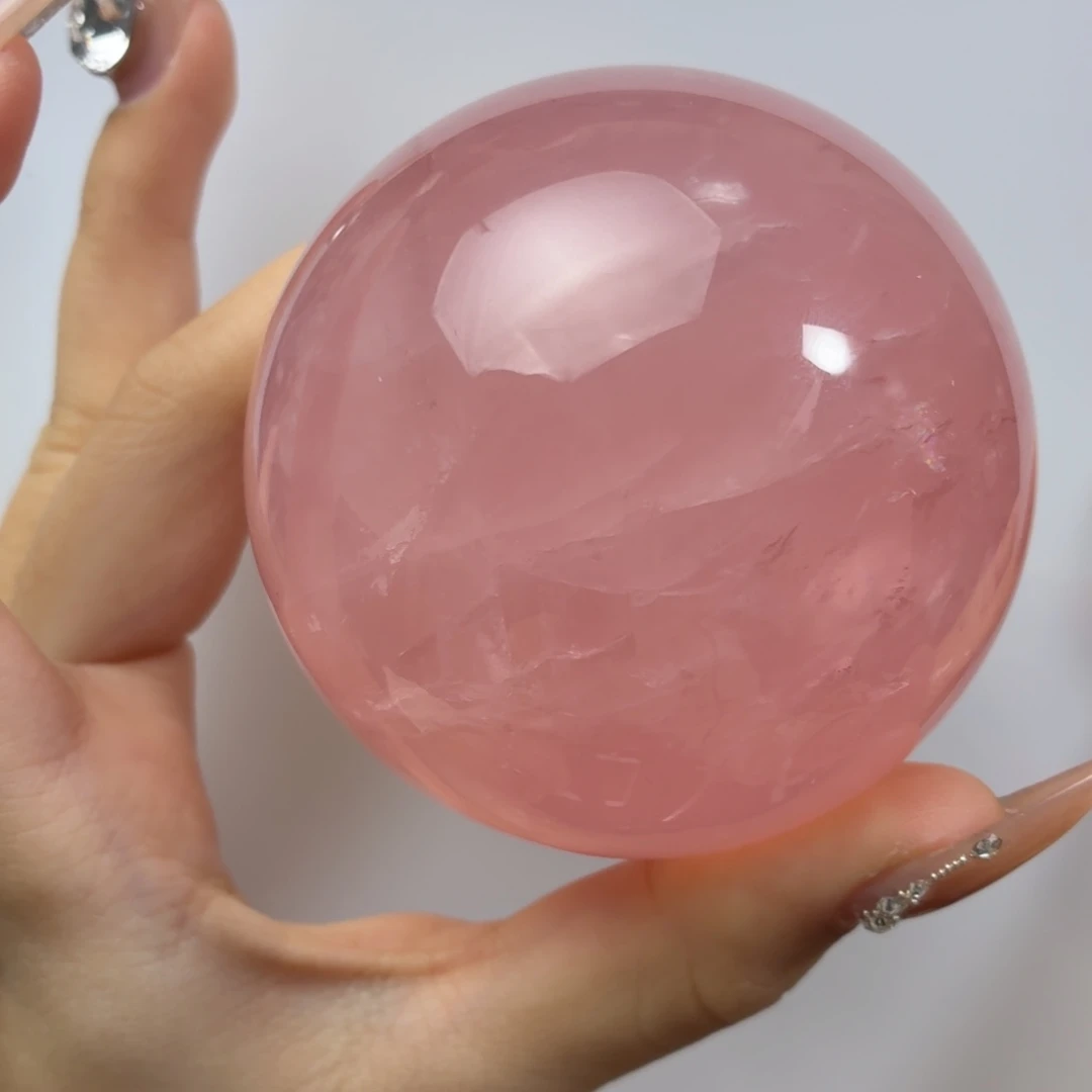 珠宝半成品水晶未镶嵌粉晶6.91cm