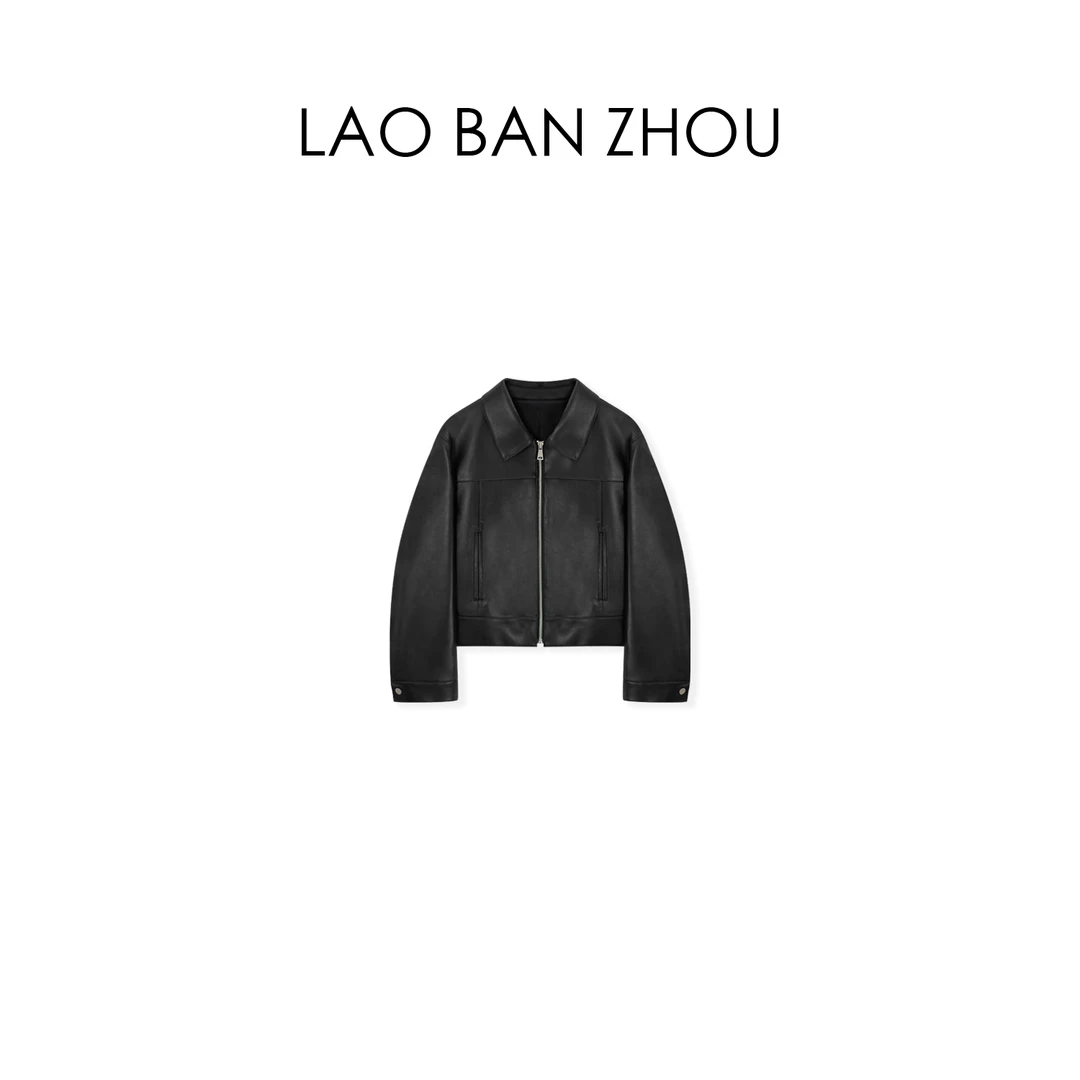 【老板周】复古时髦 秋冬极简翻领设计廓形短款外套