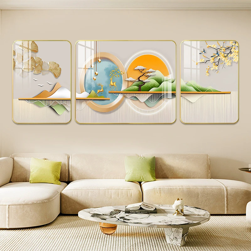 G35【福禄大业】客厅装饰画沙发背景墙挂画梅花喜鹊喜事美好壁画