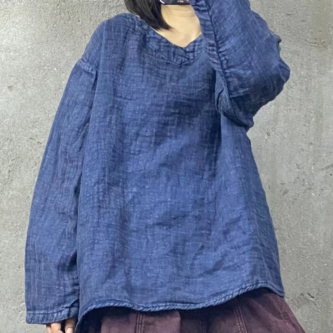 SX 2307 高品质全亚麻绣花套头（衣长65 胸围135）