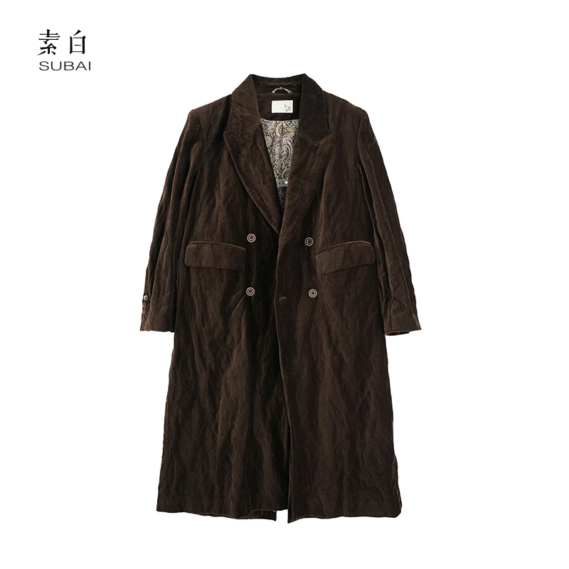 素白【懂你】Z02045经典加棉保暖复古小众长款双排扣金属丝棉衣