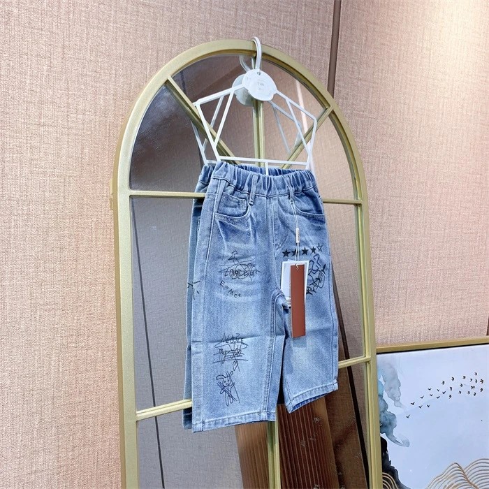 Y484   宝宝蓝色牛仔裤子   春款