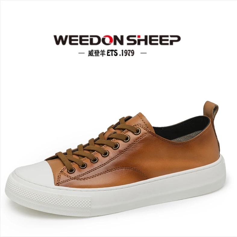 欧洲站2025春季新款低帮简约时尚潮流板鞋防滑耐磨头层牛皮小白鞋