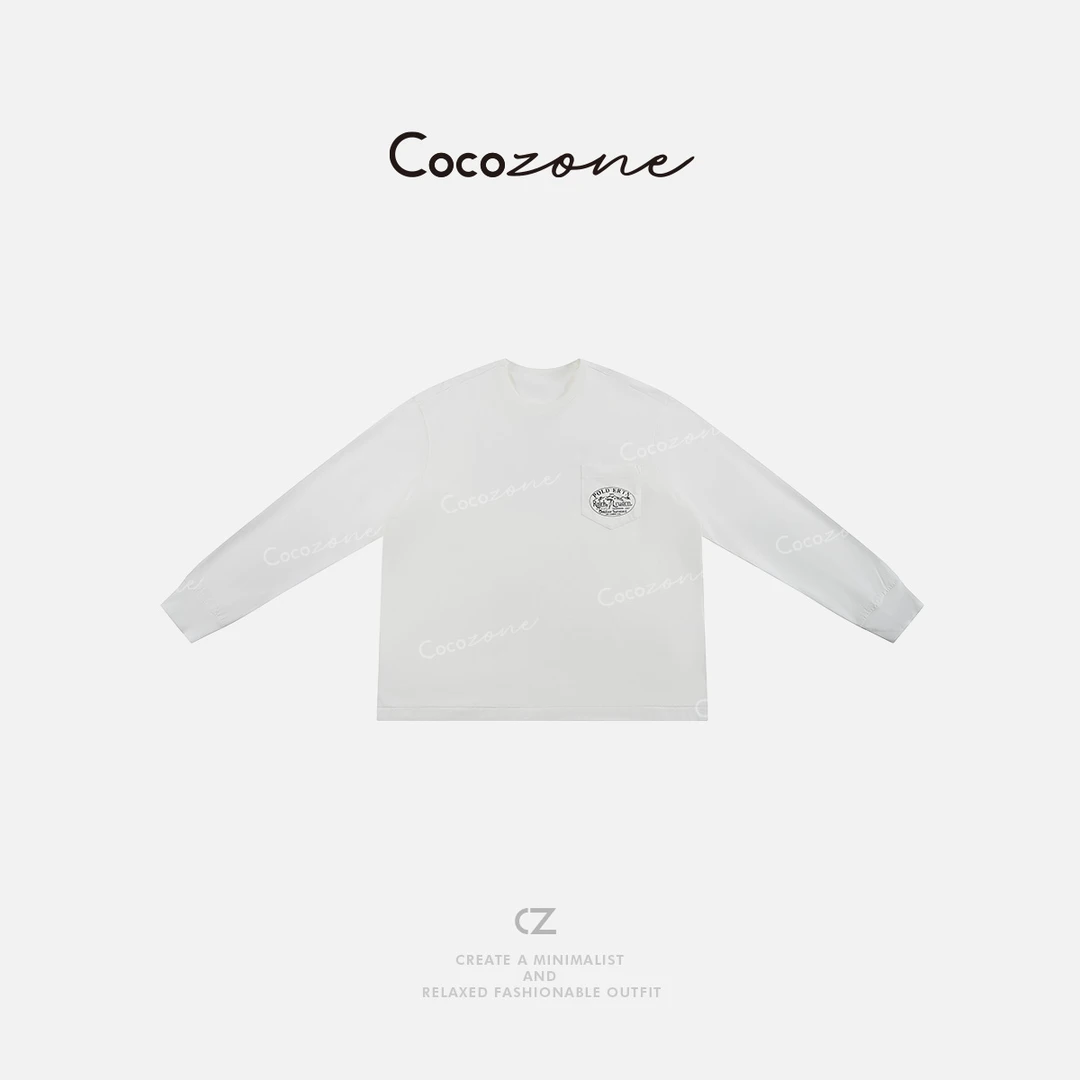 COCO ZONE 刘一一“罗伊街区”100棉口袋字母长袖T恤CD1A0059