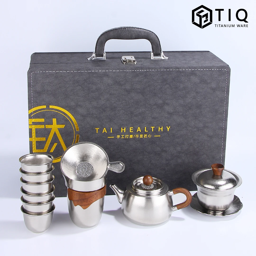 纯钛旅行茶具套装便携式户外露营泡茶壶茶杯轻奢高档家用喝茶礼盒