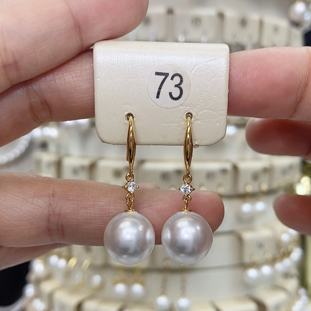 淡水珍珠银S925镶嵌耳饰