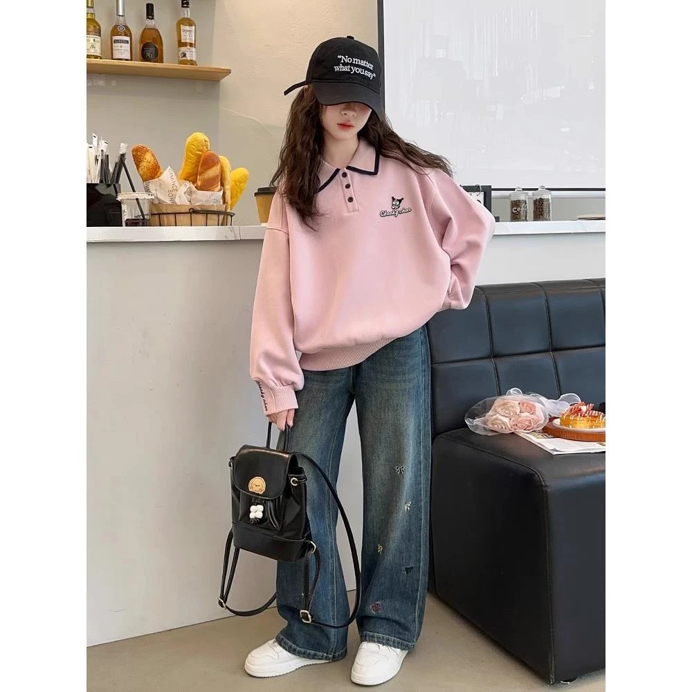 FAVMARTHA女童春装卫衣套装2025新款洋气大童春秋休闲儿童牛仔阔