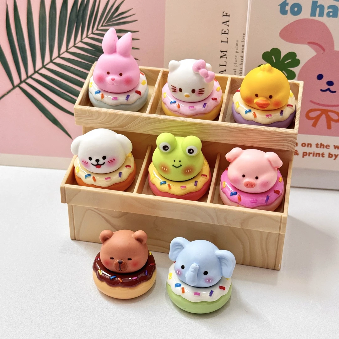 【双许愿+九宫格】小动物甜甜圈 立体卡通桌面小摆件