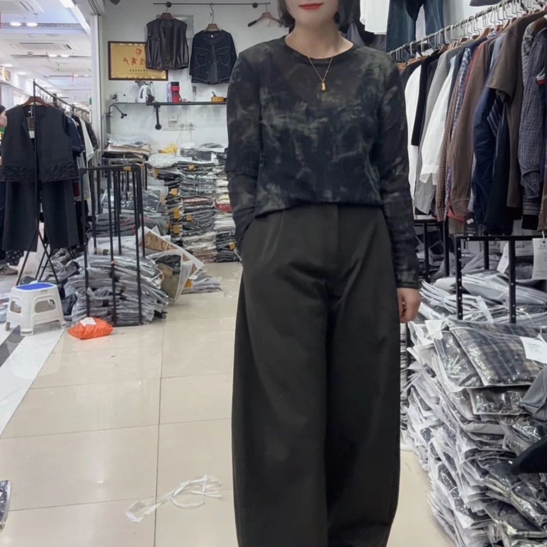 纱t长袖晕染打底衫T恤2025秋季大码胖MM百搭显瘦长袖上衣女士