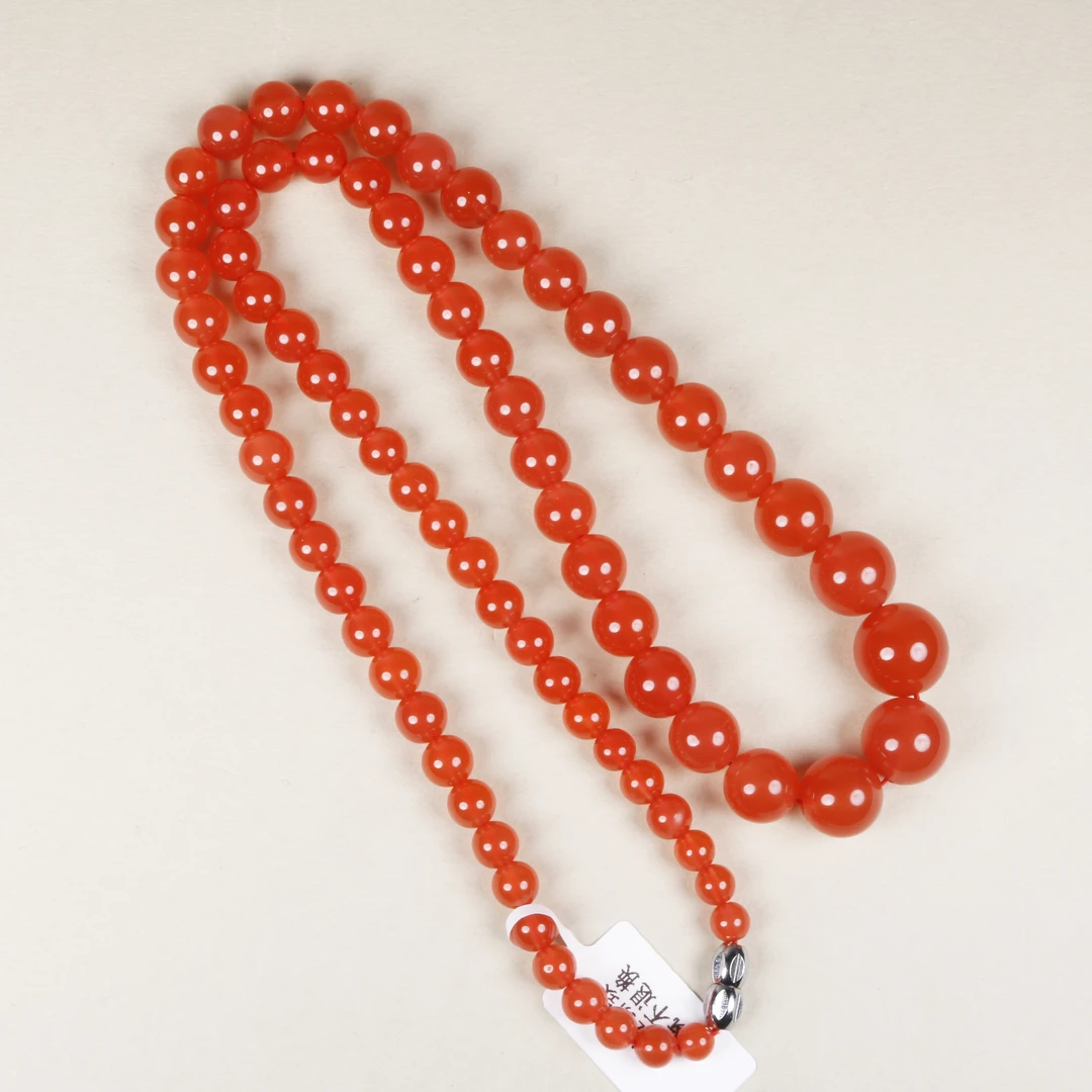 【小娟珠宝】F265 南红冰红塔链圆珠项链 HR1637