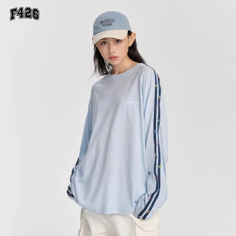 F426夏季休闲长袖薄款微透清凉空调罩衫t恤宽松透气薄款上衣6158