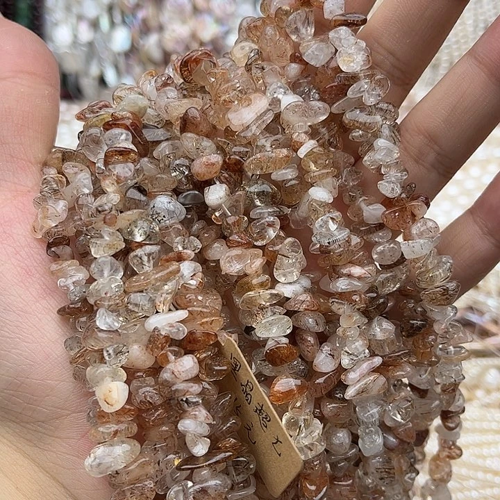 玛瑙/玉髓未镶嵌珠宝半成品一条黑晶超七碎石75cm左右
