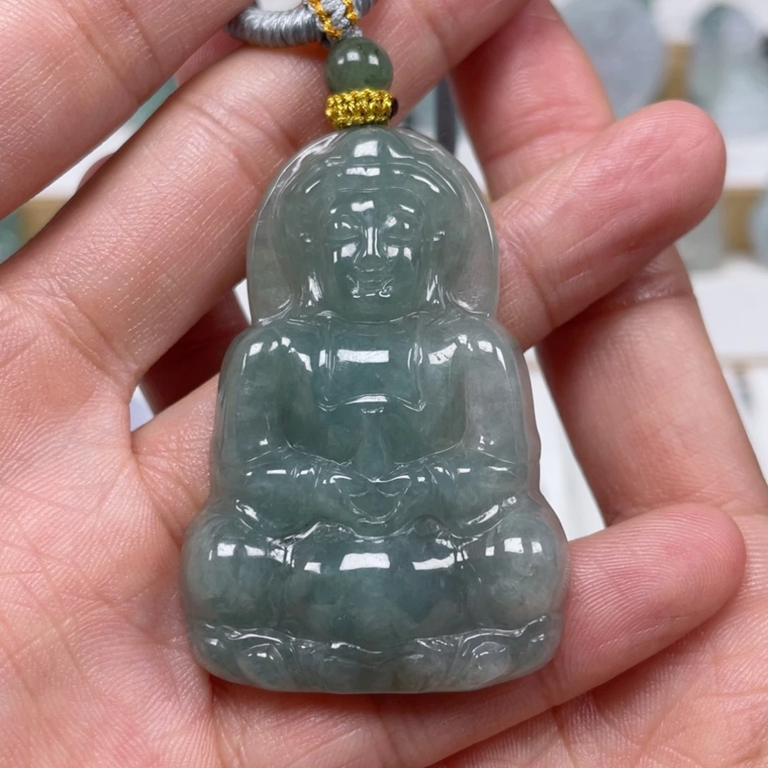 翡翠颈饰未镶嵌天然翡翠A货观音109号