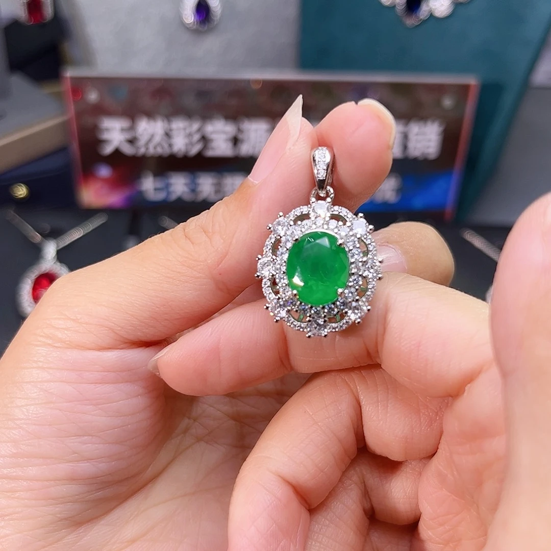 颈饰银S925镶嵌祖母绿t 78