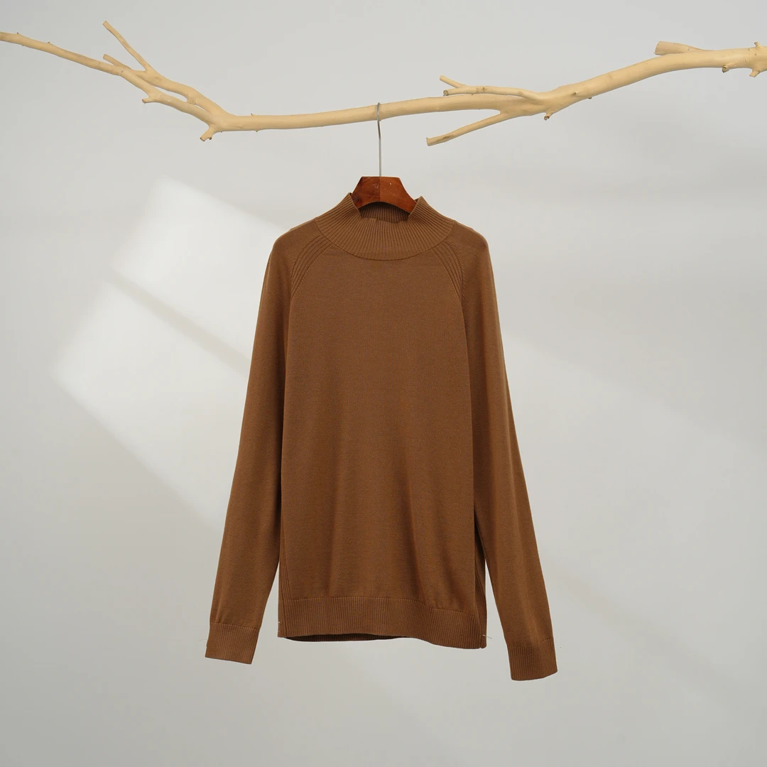 【AZ】582-A2-90DM002-秋冬季咖色堆堆领简约舒适男装针织上衣