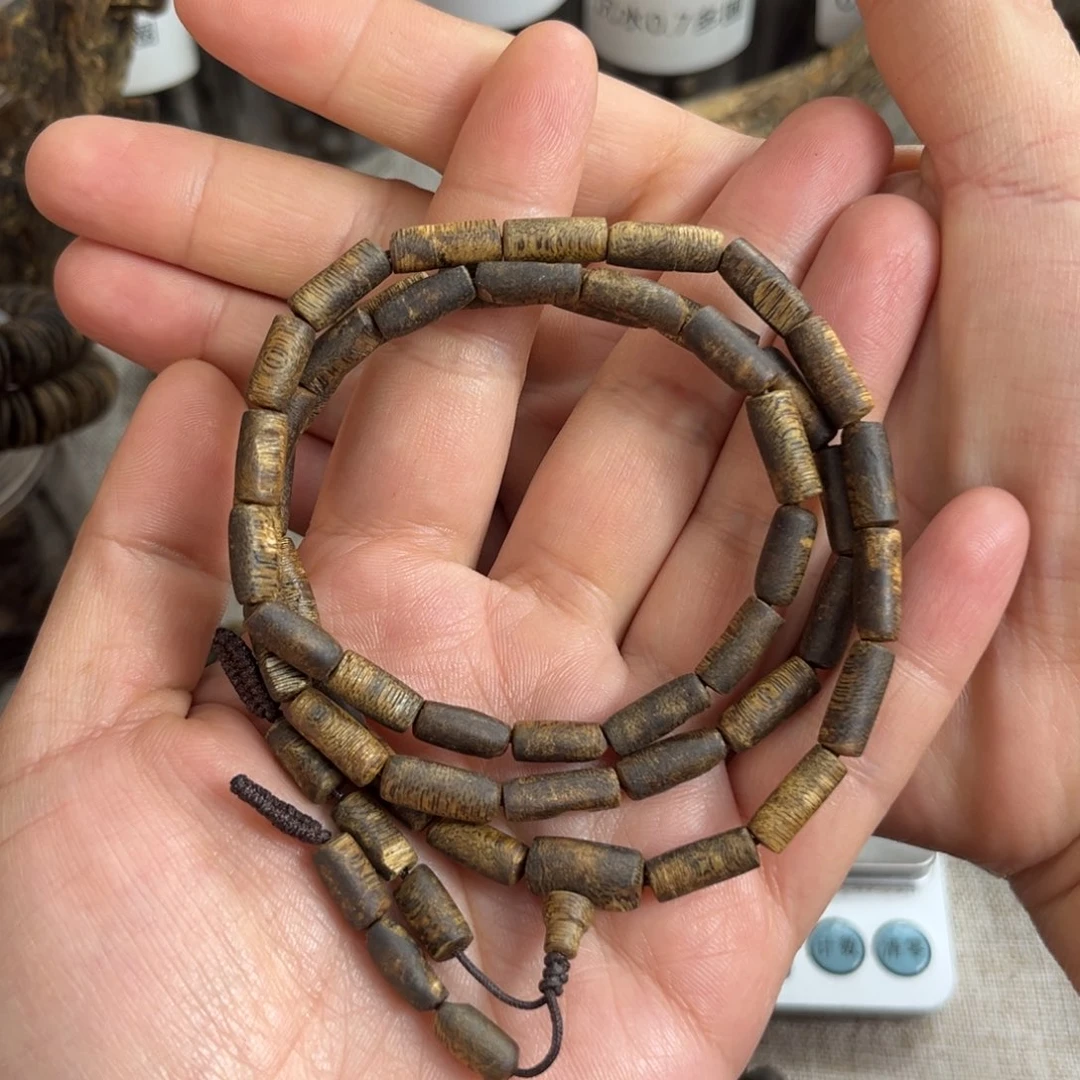 沉香手串天**运奇楠沉水浮留疤卡5桶珠长串