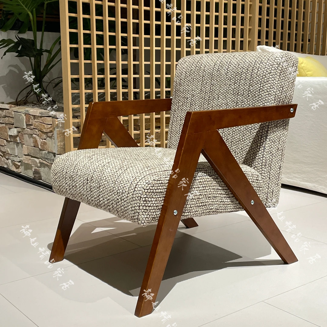 实木单人沙发椅中古风客厅阳台懒人休闲椅子设计师复古理查德单椅