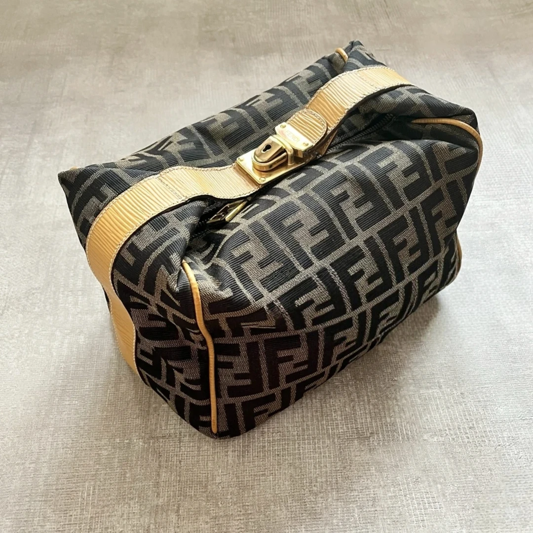 95新 FENDI/芬迪  蔚蓝/老花帆布遛狗包