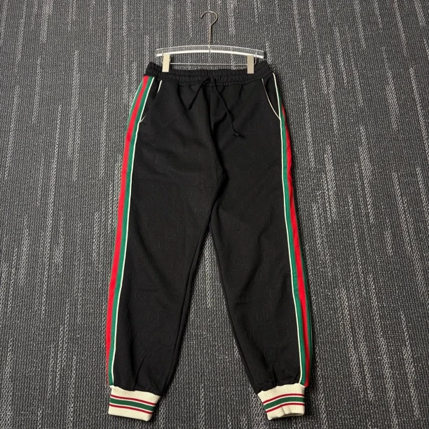99新 GUCCI/古驰 拼色条纹字母提花束脚针织运动裤/XS码
