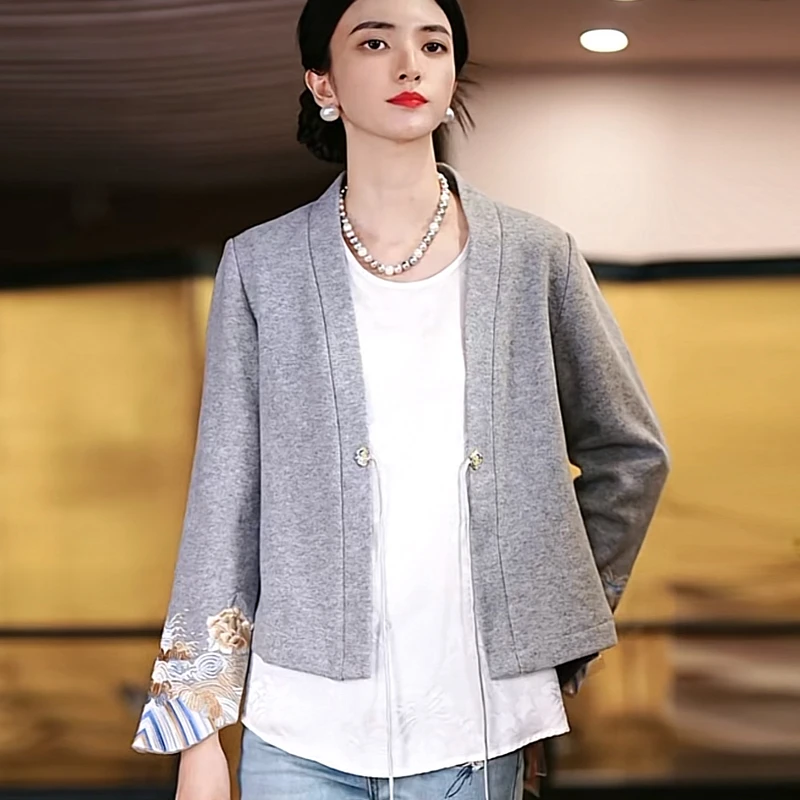 复古日记新中式国风长袖绣花国风女装外套217W6121