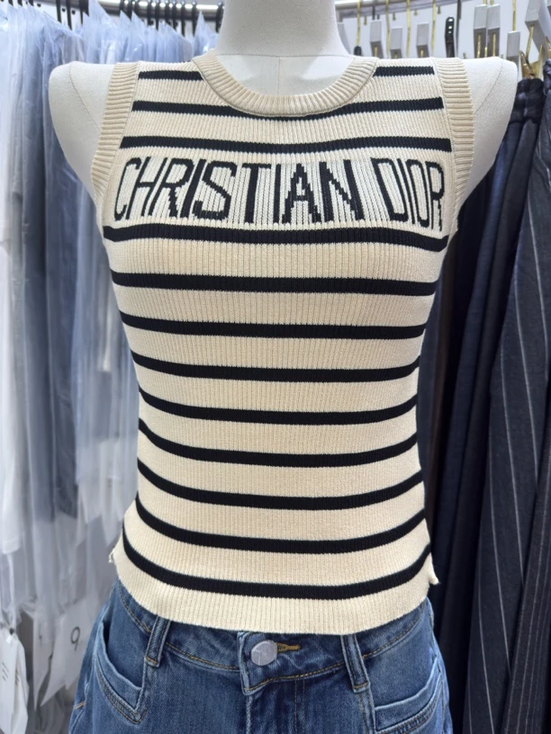 小众设计秀场高定针织带条纹无袖秋冬外穿女背心内搭打底