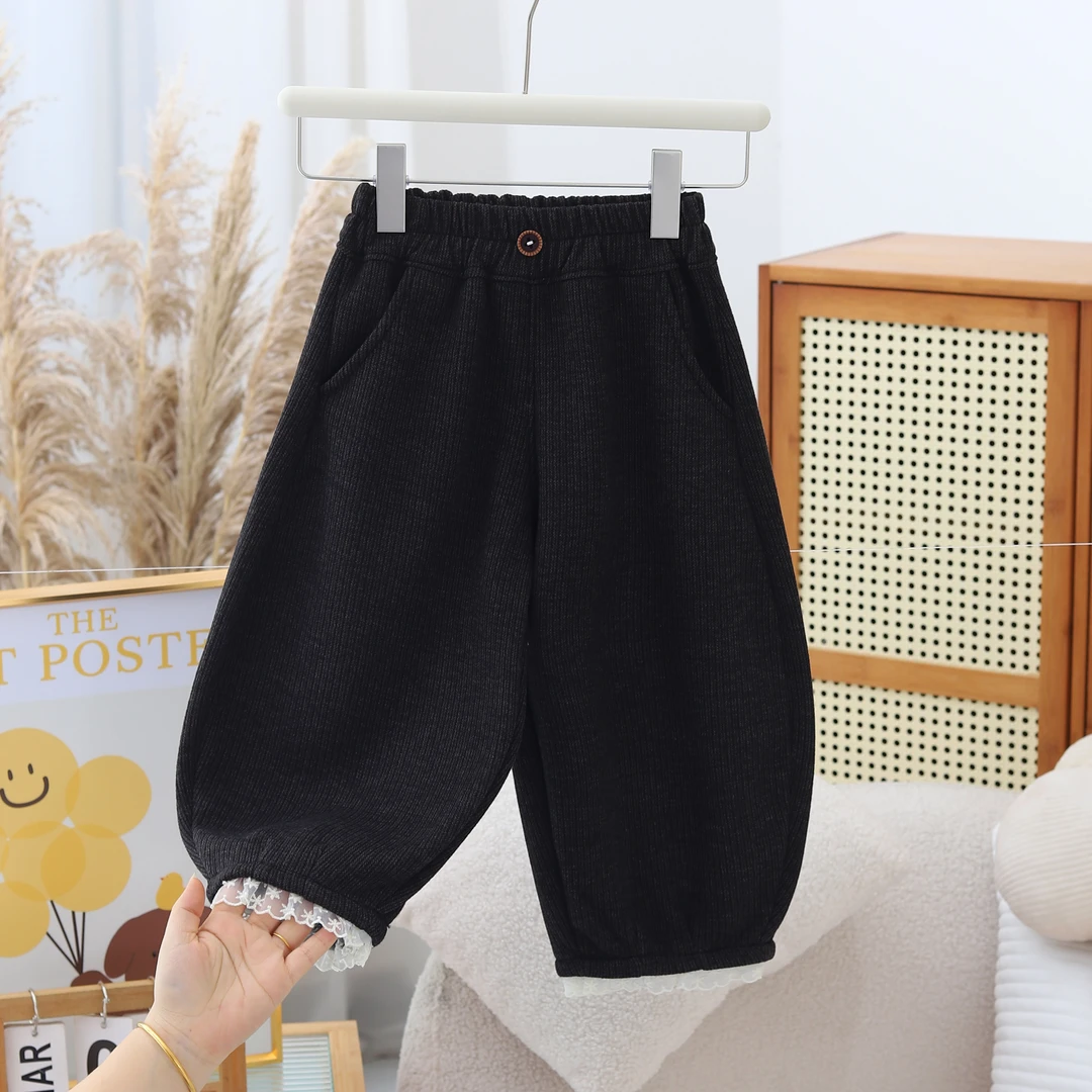 【羊毛弯刀阔腿裤】女童秋冬洋气百搭韩版加绒保暖外穿宽松潮流小众