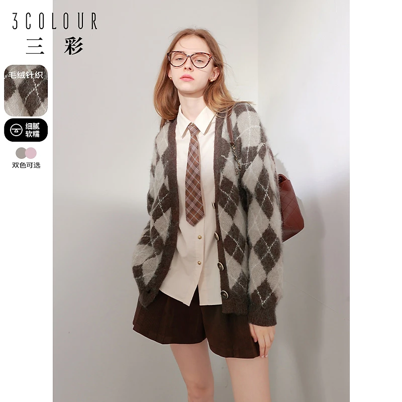 【达人专属】W394Q2105M5001三彩2024冬季新款休闲复古毛针织衫dbq