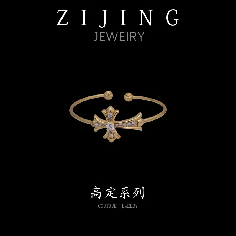 铜合金合成锆石手镯 CC9237  高定系列 手镯50*60mm