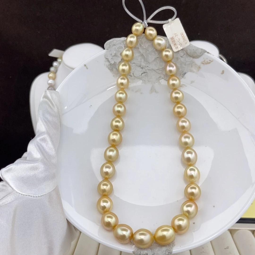 银S925镶嵌海水珍珠项链10-12/31颗